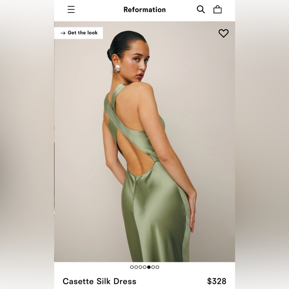 Reformation Casette Silk Dress -Artichoke size 10 - Picture 2 of 7